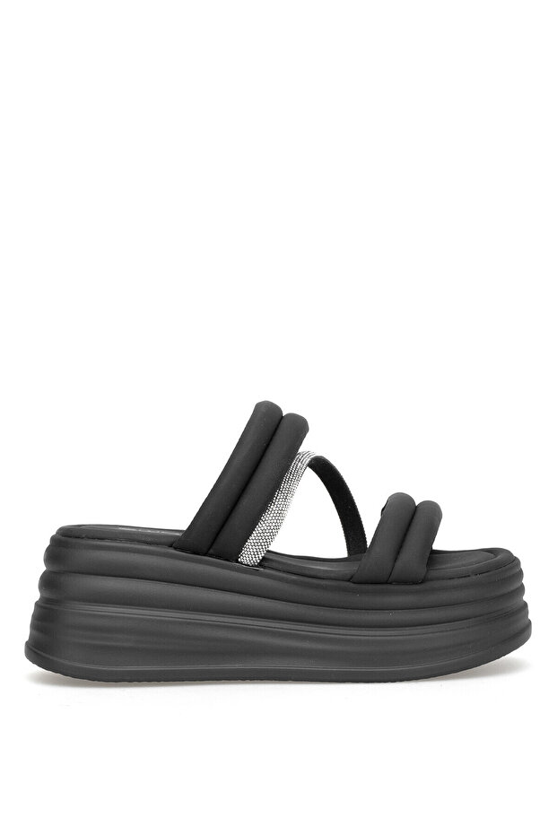 Ewoll 7028 Black Wedge Sole Women's Slippers