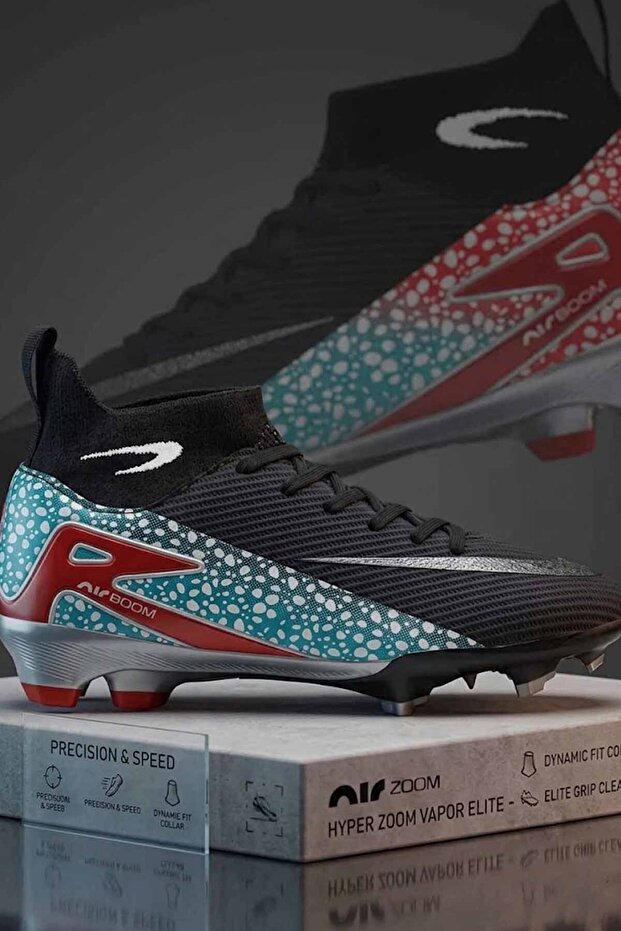 Men's Football Boots-Sock-Style Football Boots for Astroturf and Grass Grounds White-Navy Blue