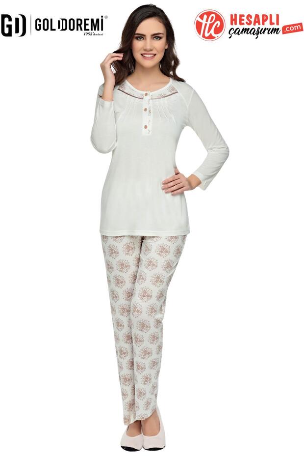 Flz 89-286 Women's Patterned Long Sleeve Pajama Set