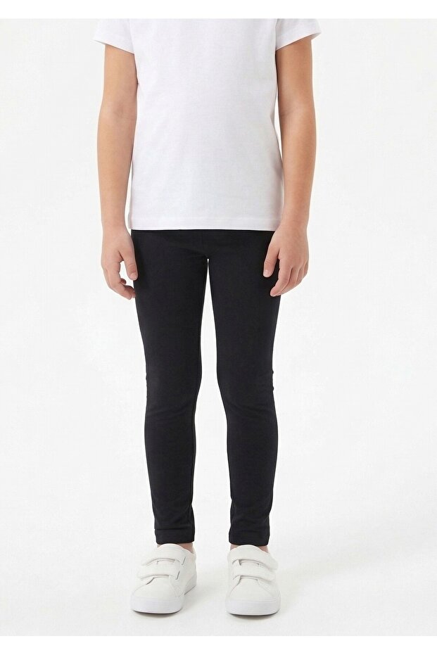 Girls Basic Solid Leggings - Black color - 2