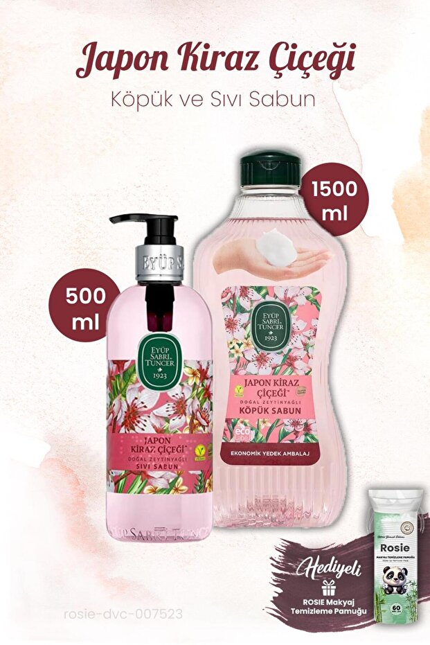 Japanese Cherry Blossom Liquid 500 ml and Foam Soap 1500 Ml, Rosie
