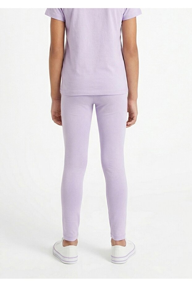 Girls Basic Solid Leggings - Purple color - 4