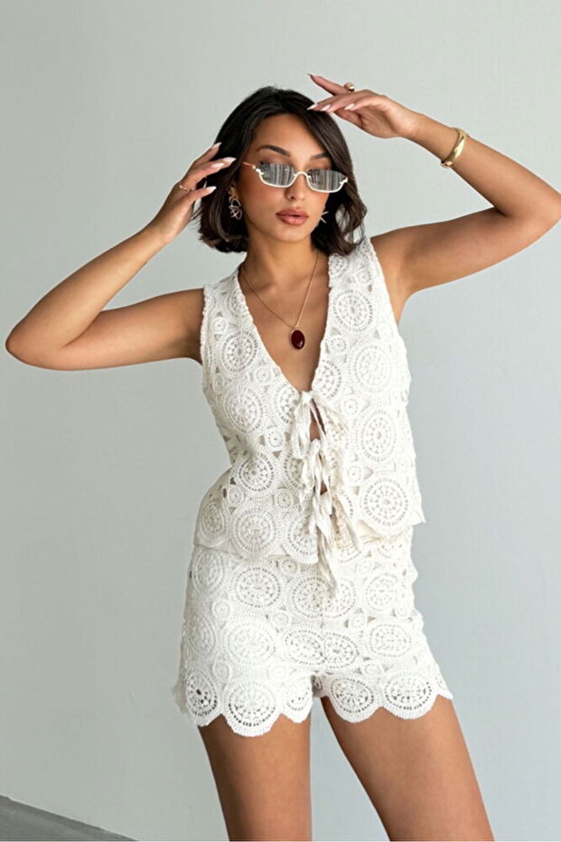 Lace Bohem Beige Shorts Summerwear