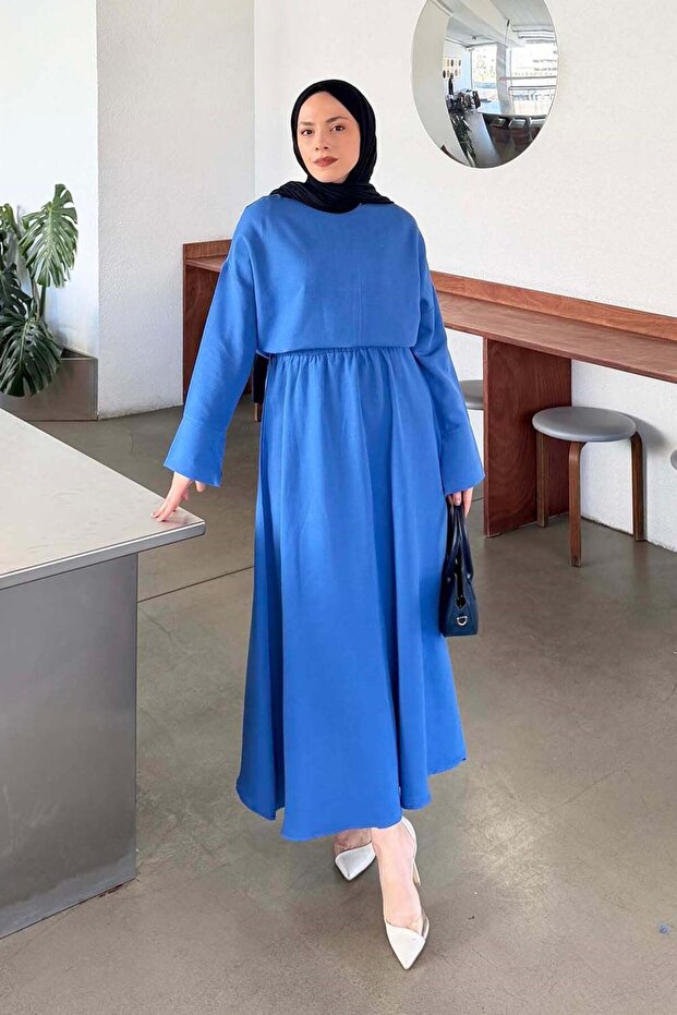 Sleeve Piping Detailed Suit Cobalt Blue