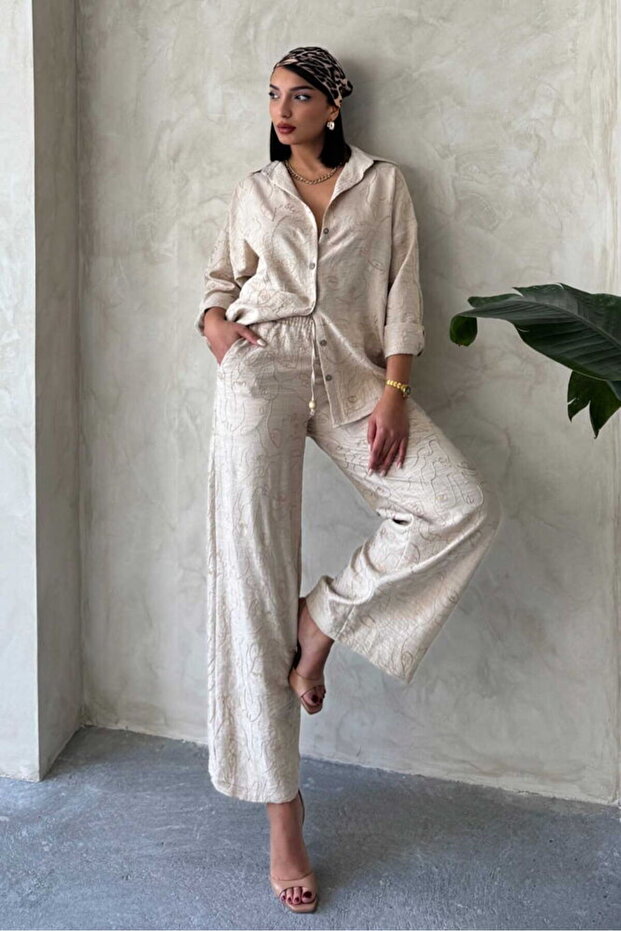 Embroidered Trousers - Stone | F1900
