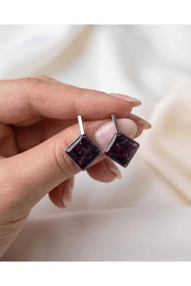 Galaxy Square Polymer Clay Handmade Nail Earrings (Stainless Steel Apparatus)