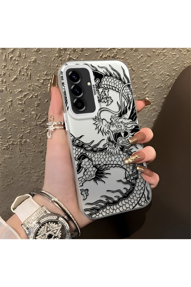Samsung Galaxy A36 5g Compatible Silicone Edge Hard Back Anti-Fall Phone Case Dragon Pattern