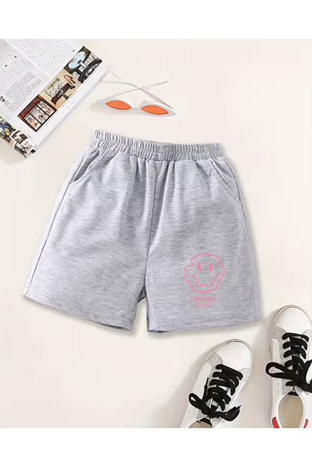 Girl's Summer Smiley Printed Shorts