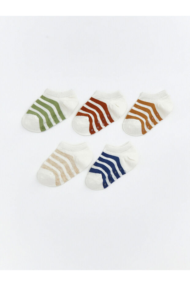 Alita City Farkıyla Lcw Baby Ecru Baby Boy Striped Booties Socks 5-Pack
