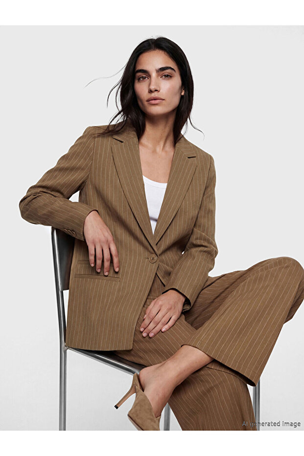 Trendlucky Striped Linen Blend Women's Blazer Jacket with a Difference