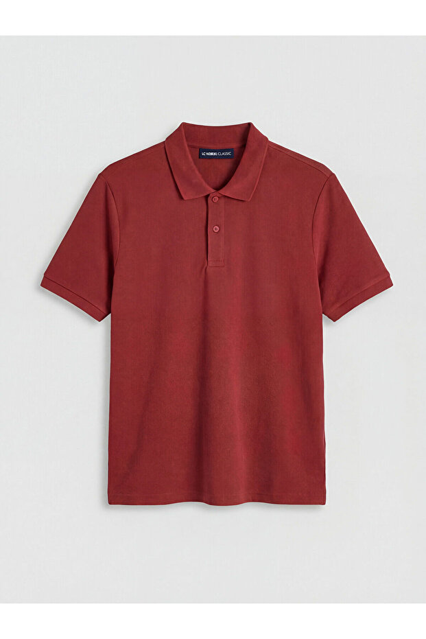 Red Polo Collar Pique Men's T-Shirt