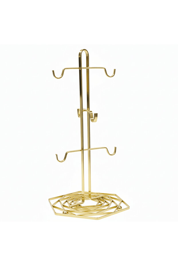 Luxury Gold Finish Metal Mug Tree Stand for Kitchen Countertop– 30cm