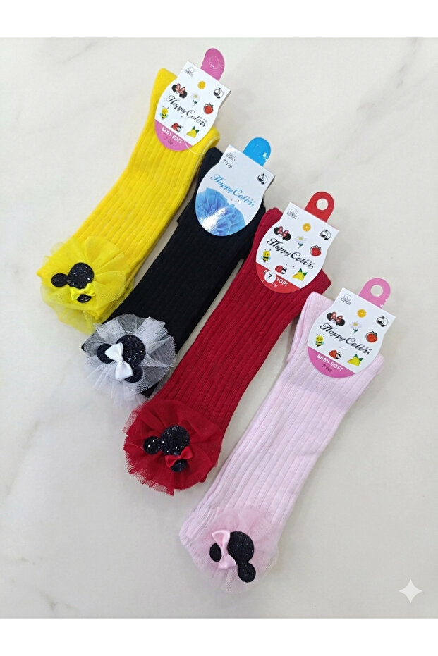 Children's Knee-High Socks with Accessories, 4 Pairs