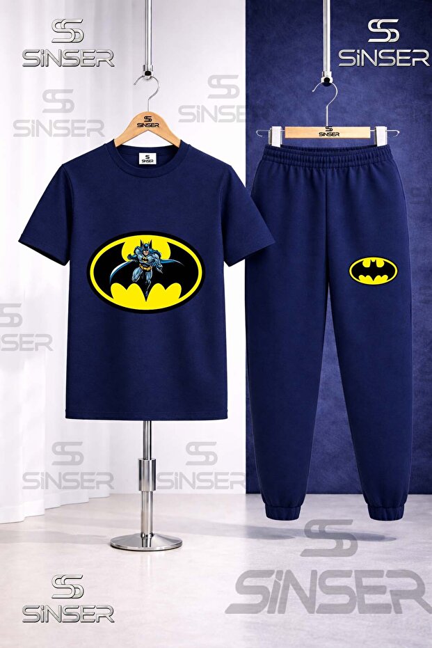 Children's Batman Logo Printed T-Shirt and Sweatpants Set