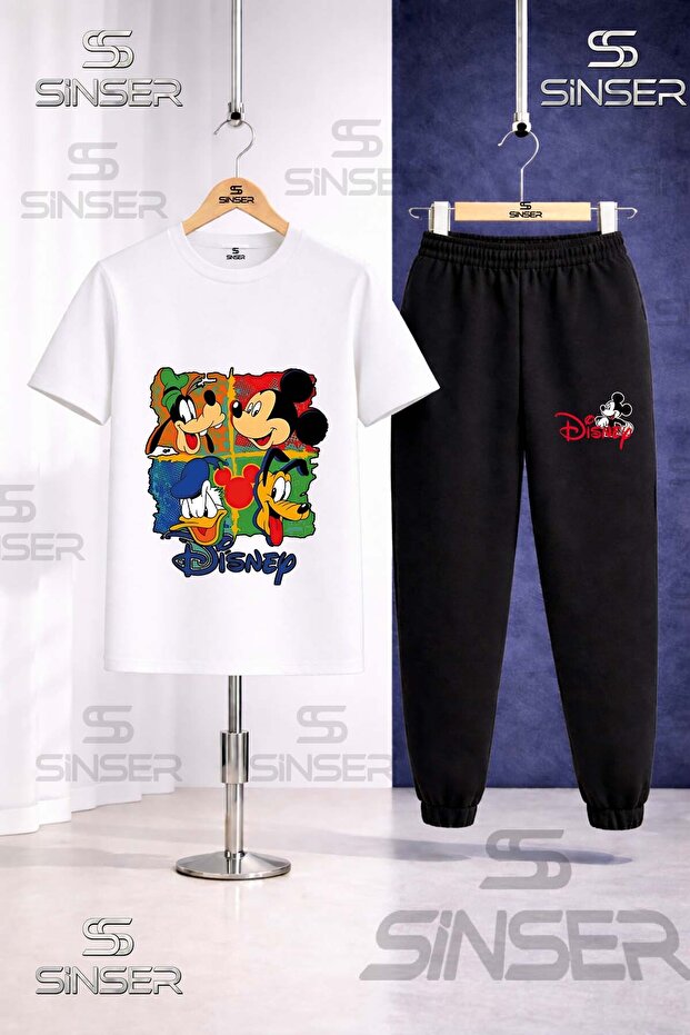 Children's Disney Characters Square Printed T-Shirt Sweatpants Set