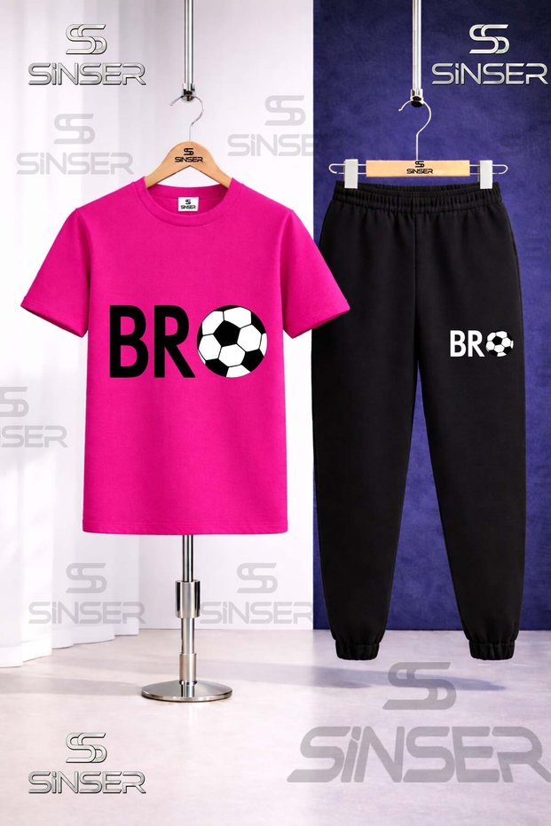 Children's Bro Top Yazi Syh Printed T-Shirt Tracksuit Set