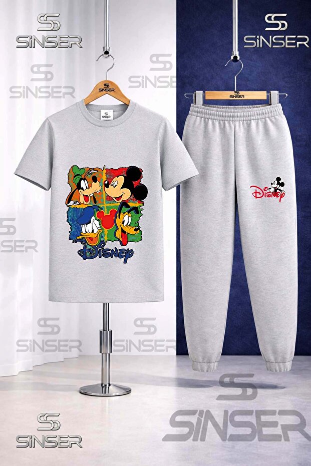 Children's Disney Characters Square Printed T-Shirt Sweatpants Set