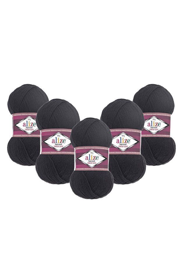 Superwash Comfort Socks 5 Pieces (60) 100 Gr 420 Mt-75% Wool 25% Polyamide Knitting Yarn