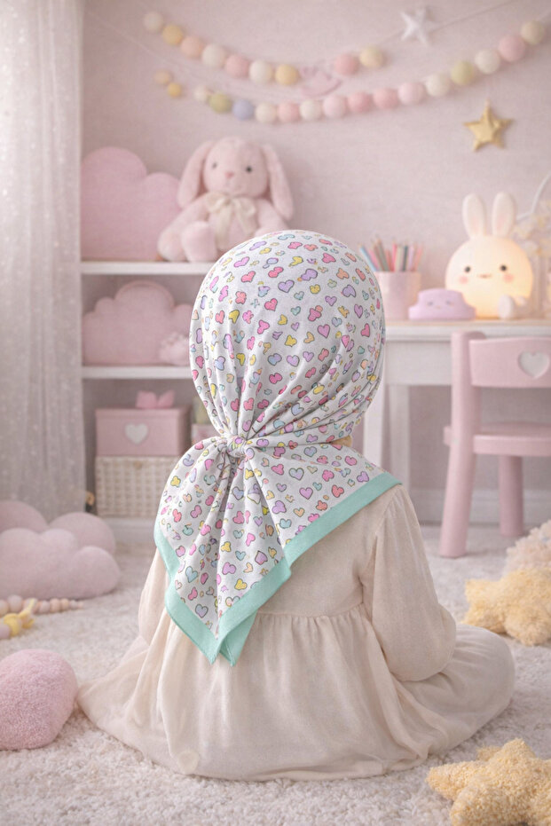 Kids Digital Printed Children's Hijab Scarf Cotton (83X83 cm)