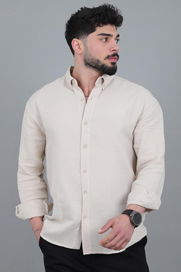 Oversize Muslin Summer Long Sleeve Shirt Mrs 202_40417