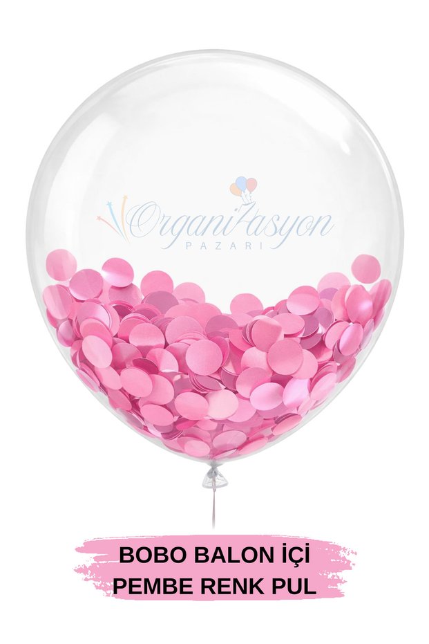 Pink Bobo Balloon Stamp | Transparent Balloon Stamp | Sequins Inside the Balloon | Gender Reveal Balloon Stamp