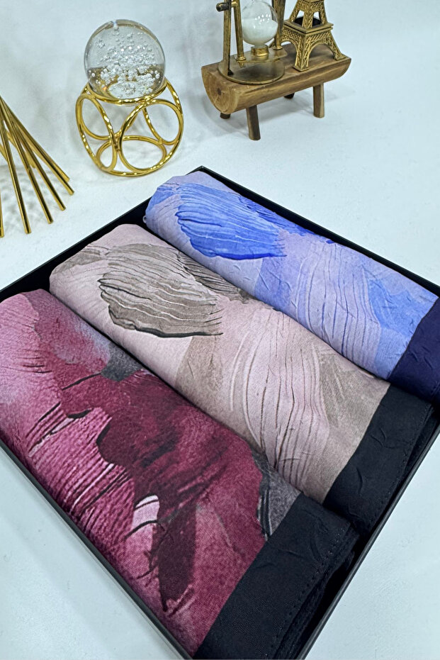 Modern Brush Pattern 3-Piece Shawl Set