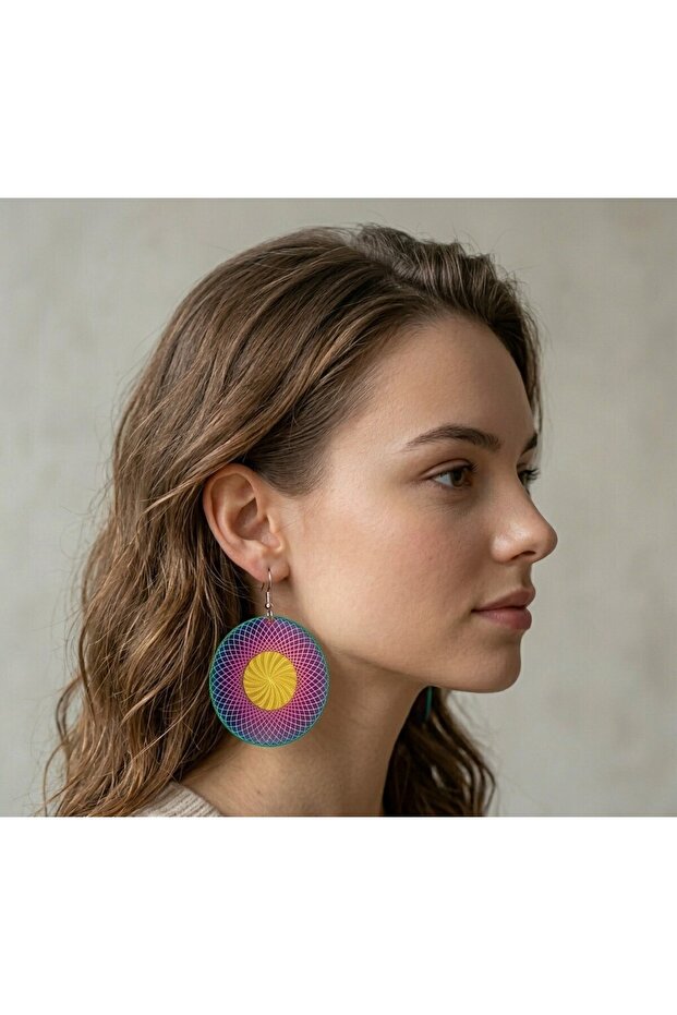 🌟 Laser Cut 316L Steel Earrings (Multicolor, Round Pattern) - Modern and Artistic Design 🌟