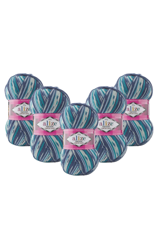 Superwash Comfort Socks 5 Pieces (7708) 100 Gr 420 Mt-75% Wool 25% Polyamide Knitting Yarn