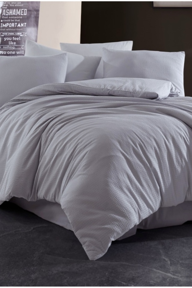 Gofre 100% Cotton Double Duvet Cover Set Gray | Without Sheets