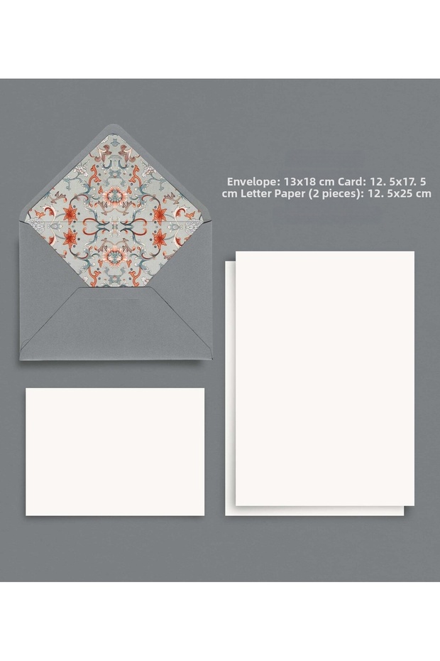 Floral Patterned Gray Envelope - 2