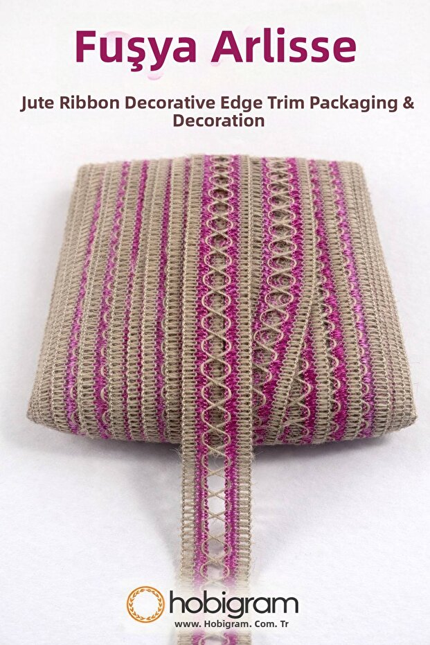 Fuchsia Arlisse Jute Straw Ribbon Decorative Edge Trim 5 Meters Packaging Decoration