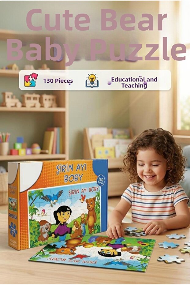 130 Pieces Cute Bear Boby - 27X40Cm Animal Themed Educational Intelligence Development Toy Puzzle