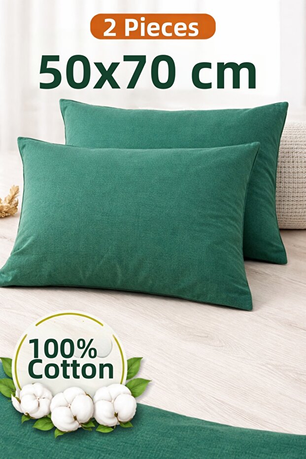 100% Cotton Flannel Pillowcases, Set of 2, 50X70 cm