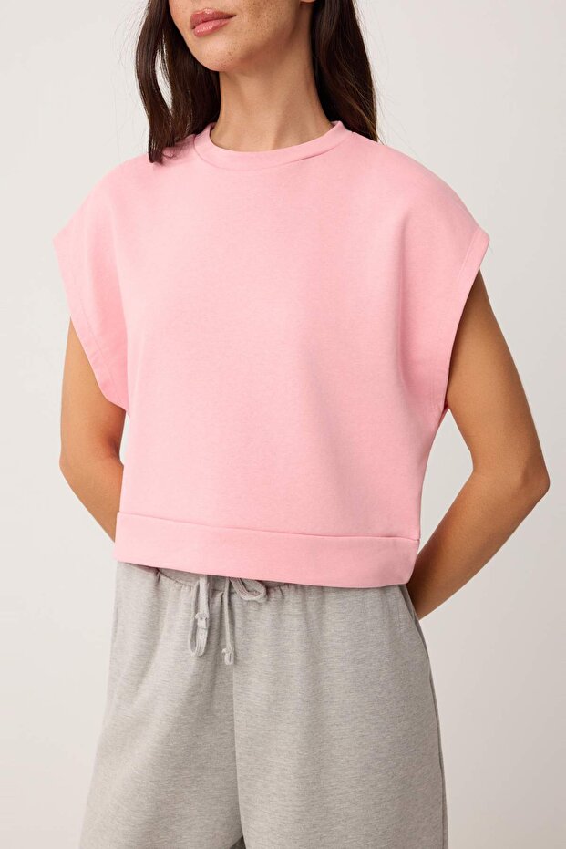Pembe Regular/Normal Kalıp Kolsuz Kalın Örme Bluz TWOSS26BZ00836 - 3