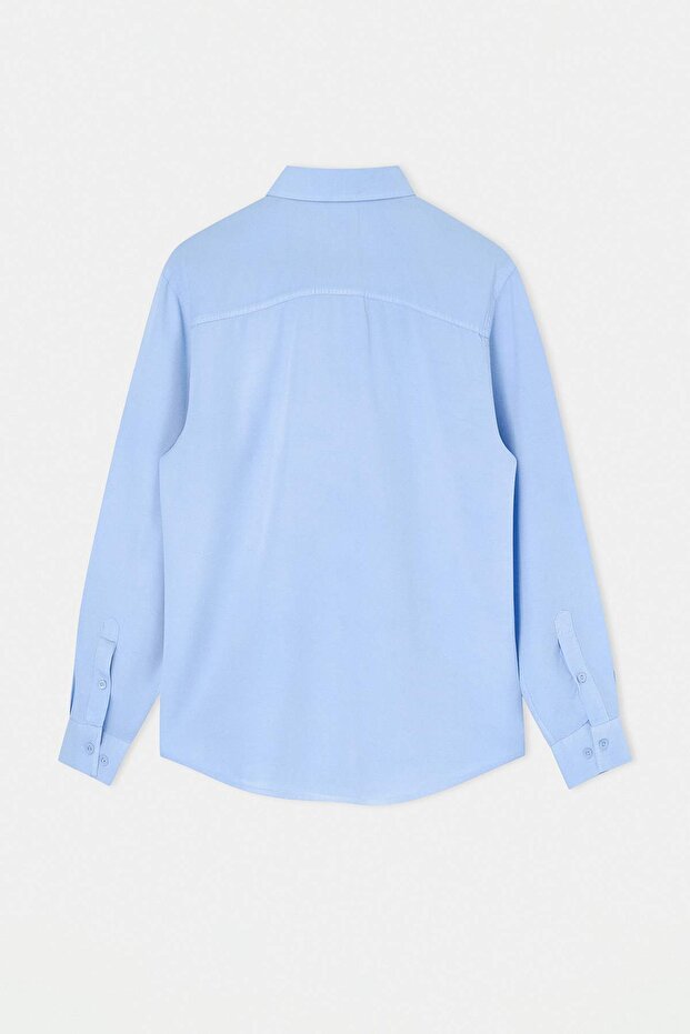Açık Mavi Mevsimlik Oversize Erkek Gömlek TMNSS26GO00032 - 6