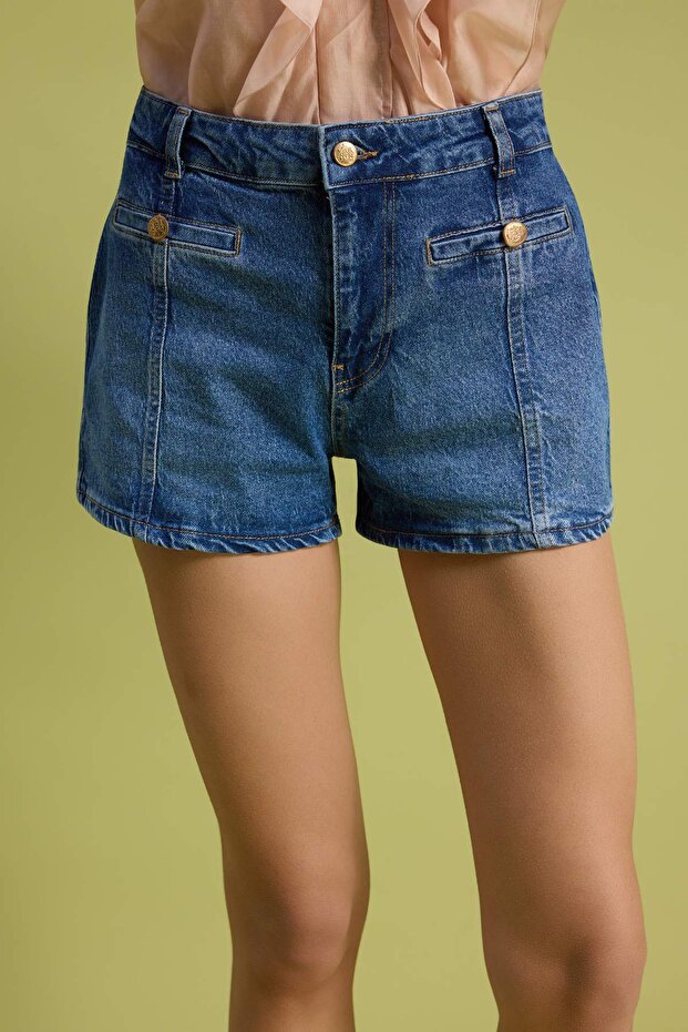 Mavi Düğme Detaylı City Boy Denim Şort TWOSS26SR00200 - 2
