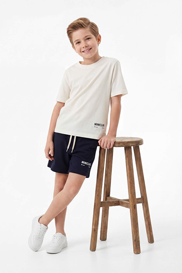 Ecru Striped Boys' Knitted Top and Bottom Set Tkdss26Au00035