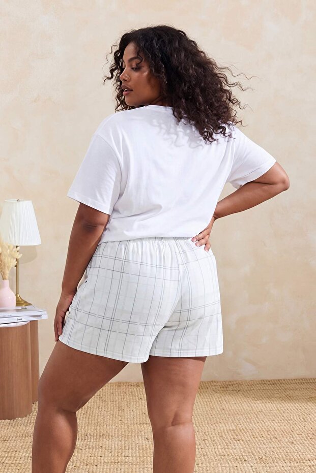 Çok Renkli Ekoseli 3lü Paket Pamuklu Büyük Beden Pijama Altı TBBSS26IA00004 - 6