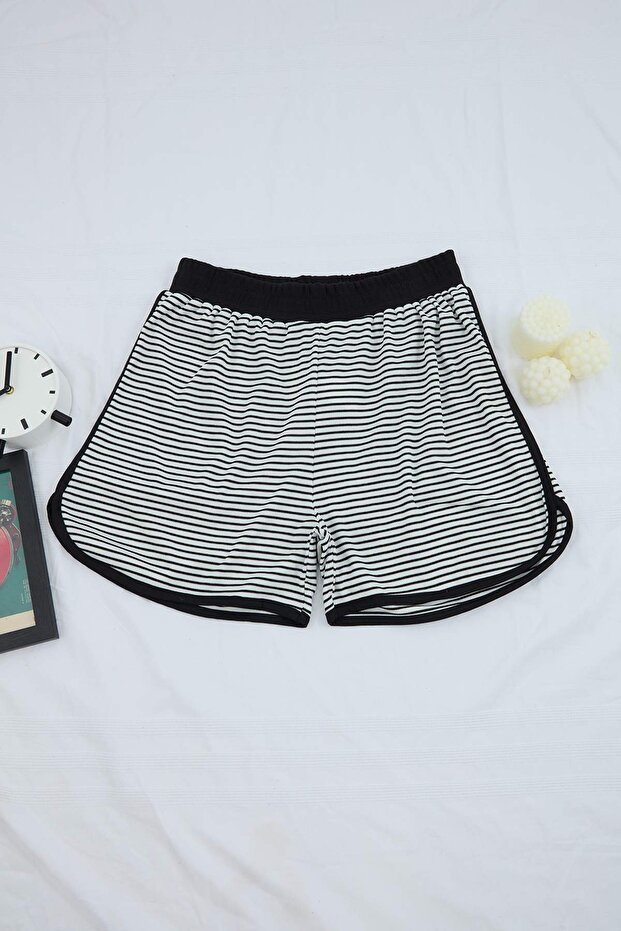 Siyah Çizgili Bağcıklı Kaşkorse Büyük Beden Pijama Altı TBBSS26IA00015 - 5