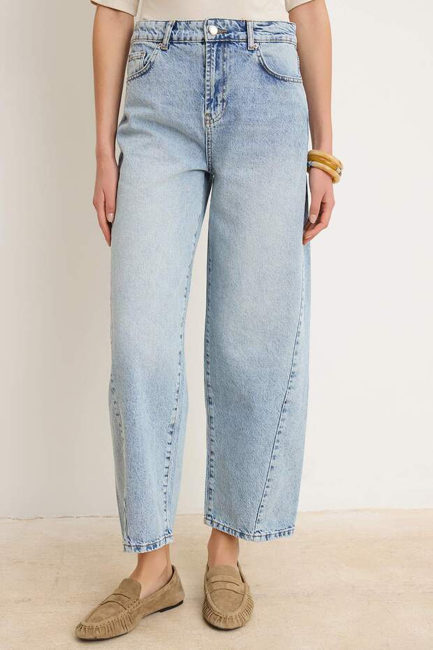 Açık Mavi Yüksek Bel Dikiş Detaylı Barrel Jeans TWOSS26JE00303 - 3