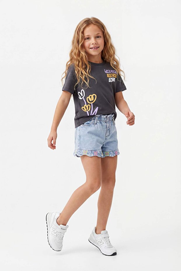 Lila-Antrasit 2'li Kız Çocuk Örme T-Shirt TKDSS26TS00030 - 3