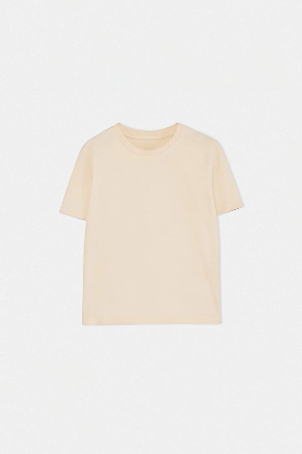 Yeşil-Taş-Haki 3'lü Erkek Çocuk %100 Pamuk Basic Kısa Kol Örme T-Shirt TKDSS25TS00021 - 12
