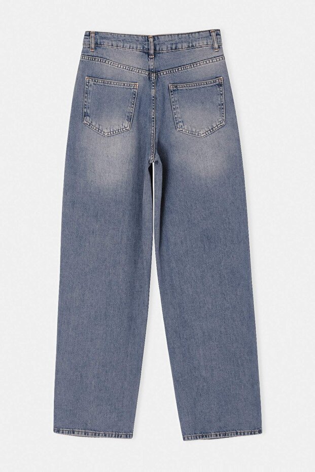 Limited Edition Mavi DÖKÜMLÜ Taş Detaylı Yüksek Bel Baggy Jeans TWOSS26JE00243 - 13
