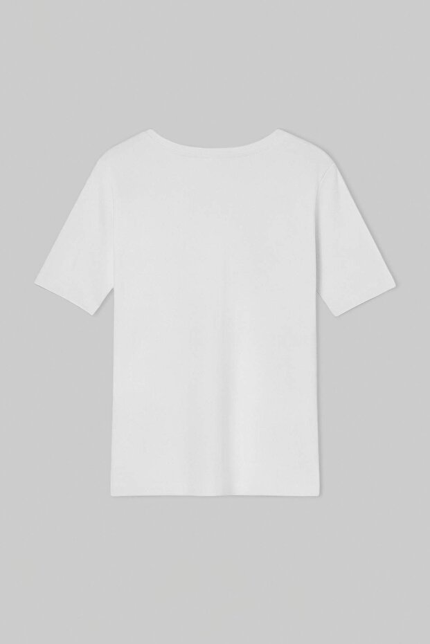 Beyaz Bisiklet Yaka Basic Kaşkorse Örme Büyük Beden Bluz TBBSS26AF00131 - 6