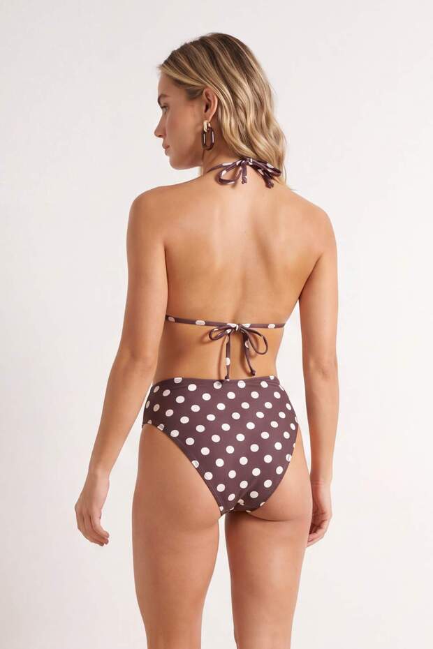 Kahverengi Ve Puantiyeli 2'li Regular Normal Bel Bikini Altı TBESS25BA00054 - 5