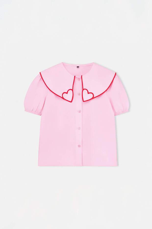 Pembe Düz Fitted Gömlek Yaka Kız Çocuk Örme Gömlek TKDSS26TS00077 - 4