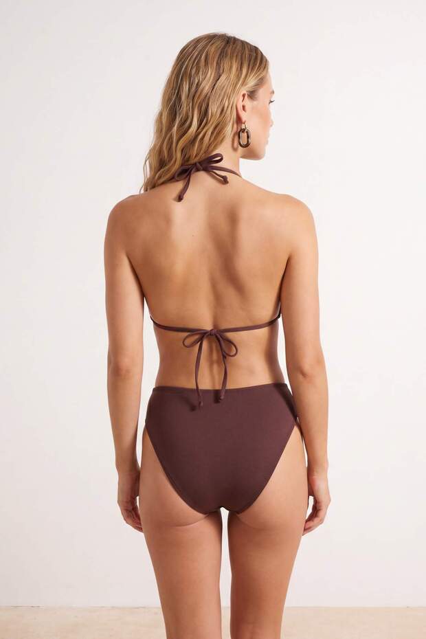 Kahverengi Ve Puantiyeli 2'li Regular Normal Bel Bikini Altı TBESS25BA00054 - 4