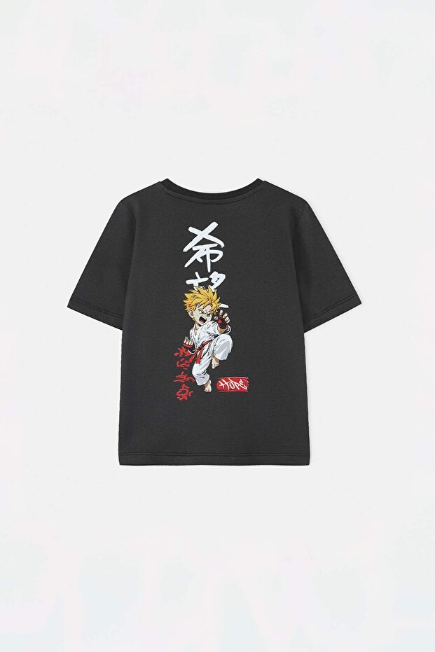 Antrasit-Beyaz 2'li Slogan Örme T-Shirt TKDSS26TS00026 - 13