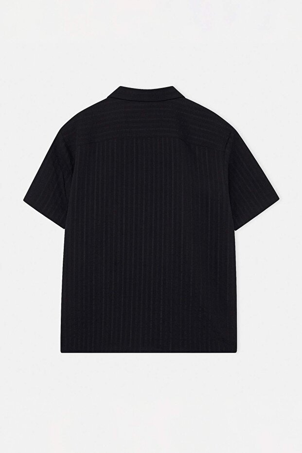 Siyah Oversize Erkek Gömlek TMNSS26GO00021 - 7