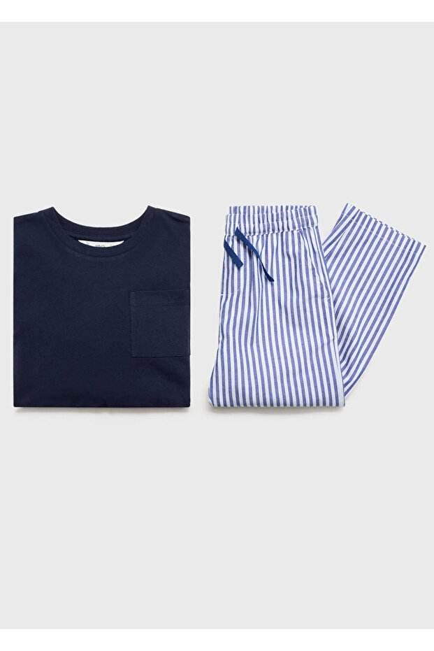 Gestreiftes langes Pyjama-Set - 7